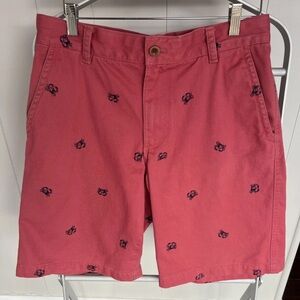 Izod Crab Flatfront Chino Twill Shorts Mens Pink Red Size 30 w/10.5” Inseam 🦀
